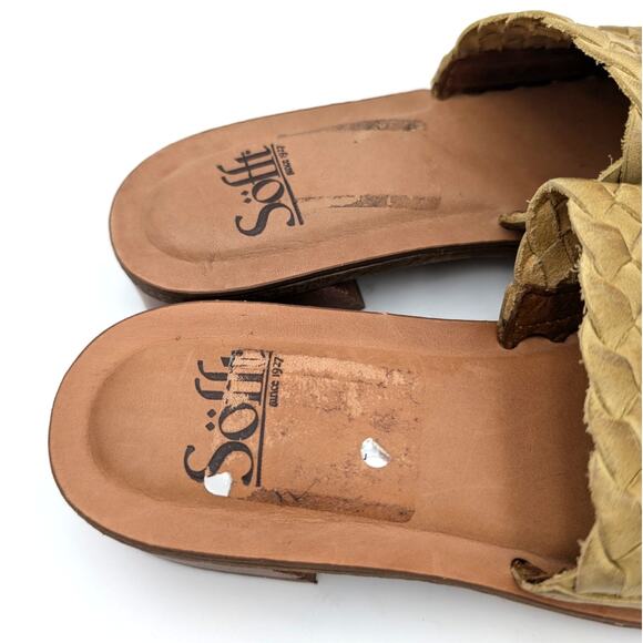 Sofft Ardee Woven Slide Sandals Mojito Green Leather Open Toe Size US6.5 EU37 - Picture 7 of 11